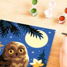 Ravensburger - CreArt E Series: Owl in Moonlight, Painting Set by Numbers, Includes a Pre-Printed Board, Brush, Paints and Accessories, Creative Game for Boys and Girls Age 7+