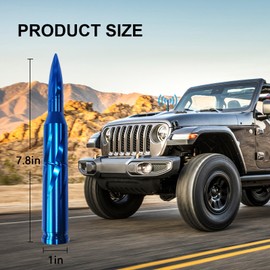7.8in Car Truck Bullet Antenna 50 Cal Bullet Antenna Truck Accessories Universal Replacement for GMC Sierra 1500 Chevy Dodge Ram Silverado 1500 2500 3500 Ford F150 F250 F350(Blue, 7.8inch)