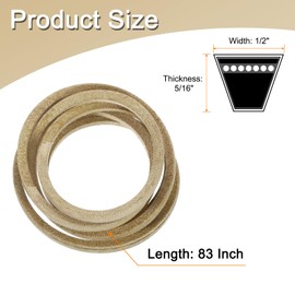 sourcing map 4LK830 Cord Grey, 1/2" x 83" Cord for AYP YTH150, YTH160 and YTH180 for AYP 4200-44, 4200V-44, 4220-74, 4220-84, CT2050B, CT2050C, CT20V50A, CT20V50B, CT20V50C Mower Deck Belt