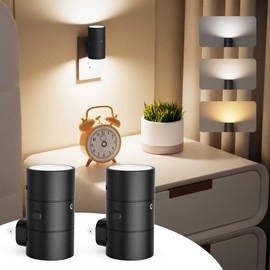 VOLISUN Night Lights Plug into Wall, Dimmable LED Nightlight with Dusk to Dawn Light Sensor, 0-100LM Adjustable Brightness, 3 Color Temperatures, Smaller Plug Black 2 Pack for Hallway,Bedroom,Bathroom