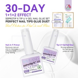 SAVILAND Gel X & Nail Primer Set: 30-Day Long Lasting Extra Strong Nail Glue Gel with Nail Primer Rich in Castor Oil Vitamin E for Gel Glue for Nails False Nail U V Lamp Required SSProTip X 4.0