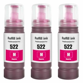 TAAUS 522 Ink Bottle Refill for Epson T522 Work with EcoTank ET-1110 ET-1810 ET-2710 ET-2720 ET-2810 ET-2811 ET-2820 ET-4700 ET-4800 Printers (3 Magenta)