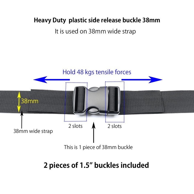 Baikeen Plastic Side Release Buckles,15mm/20mm/25mm/32mm/38mm/50mm Heavy Duty Plastic Buckle Clips