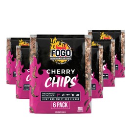 FOGO Cherry Wood Chips for Grilling and Smoking, Sweet Mellow BBQ Flavor for Charcoal and Gas Grills, Made in USA, 1.4 lb Bag, 6-Pack