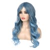 Long Curly Wavy Blue Wigs for Women Synthetic Halloween Cosplay