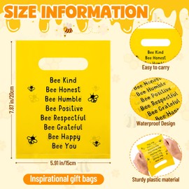 Coume 50 Sets Back to School Gift Bags for Students 6 Colors Bee Inspiration Quotes Plastic Party Favors Treat Bags with Handles Birthday Party Favors, 6" x 8"