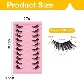 KEQAR 10 Paar Halbe Wimpern Natürlich Künstliche Cat Eye Klare Band Half Cateye Flauschige Falsche Natural Fake Lashes (18mm)