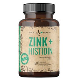 Zinc + Histidine with 180 Vegan Capsules Thanks to Histidine with Optimal Bioavailability Without Microcrystalline Cellulose