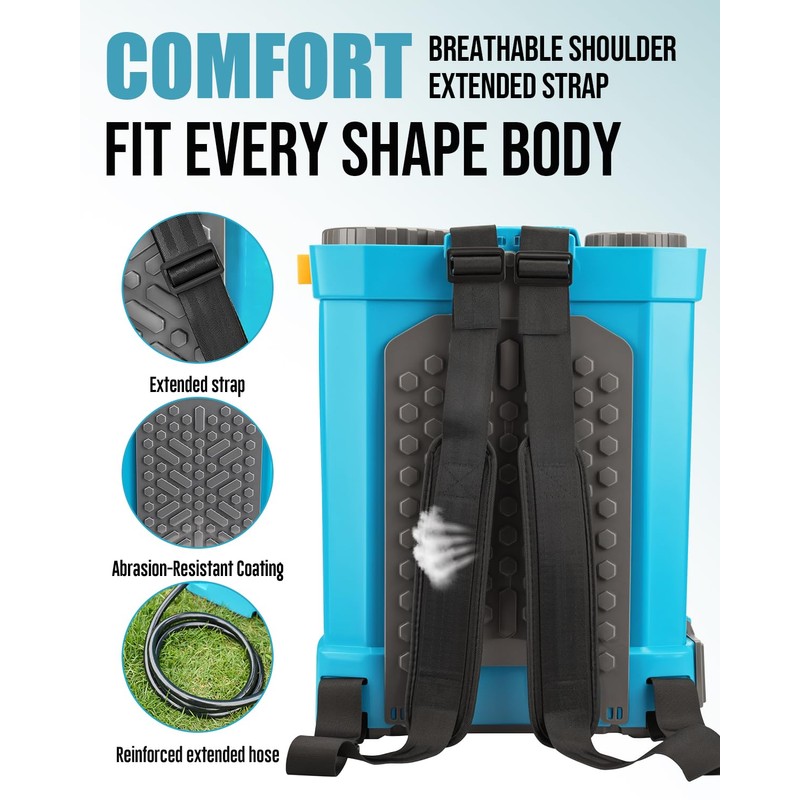 Sylsmart Battery Powered Backpack Sprayer 4 Gallon, 120PSI Adjustable Pressure