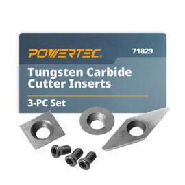 POWERTEC 6 Pcs Tungsten Carbide Cutter Insert Set for Wood Lathe Tools with 11mm Flat Square, 12mm Round & 10 x 28mm Diamond, Blade Replacement for POWERTEC 71825 Lathe Tool Set (71829)