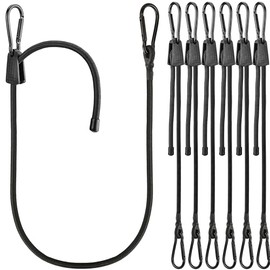 Bungee Cords, Adjustable Bungee Cord with Carabiner Hooks Heavy Duty Outdoor 48 inch Long, Adjust Length Black Elastic Ropes Tie Downs Cable with Clips On Both Ends for Trucks Bike Rack Tarps, 6 Pack