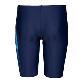 ARENA Feel Boys' Fading Swim Jammer Stretchy Sports Swimwear Knee-Length Bathing Suit for Beach Pool Fitness Swimming, Navy/Multi, US Size 8-10 Jr/26