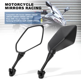 Mokuo Motorcycle Rearview Mirror in HD Glass Material Compatible with Honda CBR600 CBR250 CBR300 CBR500 Ninja 250R Suzuki GSXR 750