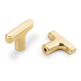 COTYKILEY 10 Pack Brushed Brass Kitchen Cabinet Drawer Pulls Solid Brass Drawer Knobs Dresser Knobs Kitchen