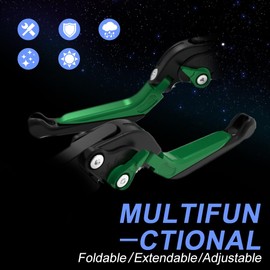 Mantt Brake Clutch Lever Set Fit for 2024 KLR650 KLR 650 2023 2022 Motorcycle Adjustable Extendable Foldable Clutch Brake Lever (Green)