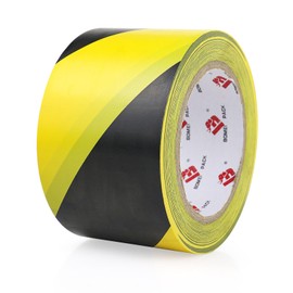 BOMEI PACK 3 Inch x 108FT Floor Marking Tape Black & Yellow Warning Safety Stripe Tape for Walls, Floors, Pipes, Warterproof Caution Tape Ideal for Marking Hazardous Areas, Equipment