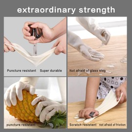VFENHIR Cleaning Gloves，Flocked Dishwashing Gloves，Sleeve Length 14.96 Inches，Durable, Non-Slip and Sweat-Absorbent (M)