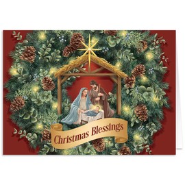 Nativity Wreath Christmas Card Set of 20