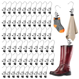 60 clamping hooks, 360° rotatable boot clips, with non-slip, soft rubber clips that do not damage your clothes. Compact and practical, versatile