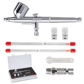 SAGUD Airbrush Kit 0.3mm Dual-Action Air Brush Gun with Extra 0.2mm & 0.5mm Nozzles Needle Air Caps and Quick Release Disconnect Coupler…