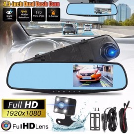 Unbranded 1080P HD Rearview Mirror Car DVR Dual Dash Cam Camera Front Rear Video Recorder