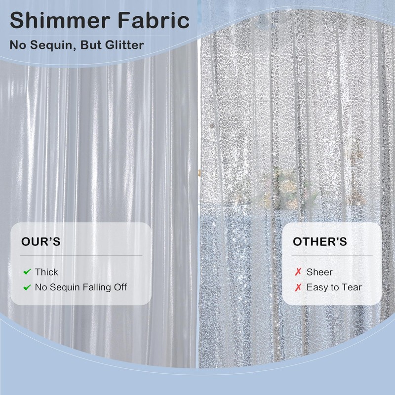 20x10 ft Wrinkle Free Silver Sequin Backdrop Curtain for Parties,Thick
