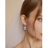 EAMTI Silver Dangle Earrings for Women Cubic Zirconia Emerald Cut