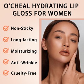 O'CHEAL Lip Gloss for Women, Hydrating Tinted Lip Balm, Natural Glossy Sheer Lip Stain, Lightweight, Plumping, Non Sticky, Long-Lasting, Anti-Wrinkle Lip Butter, Cruelty-Free & Vegan (Light Brown)