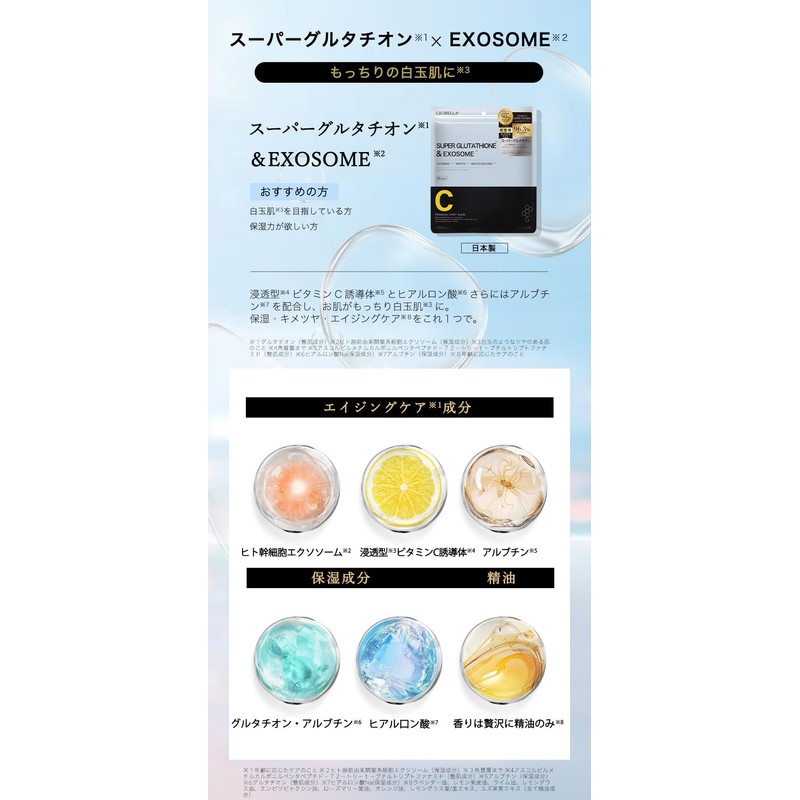 CICIBELLA Sheet Mask, Face Pack, Large Capacity, 30 Sheets, Exosome,