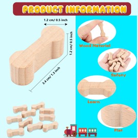 100 Pcs Wood Train Connector Pieces Wooden Dog Bone Track Connector Bulk Train Track Adapter Accessories Compatible with Most Train Track Sets