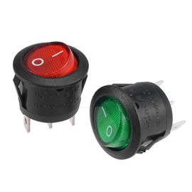 sourcing map Rocker Switch On/Off 3 Terminals SPST 2 Positions AC 250V/10A 125V/12A Red Green