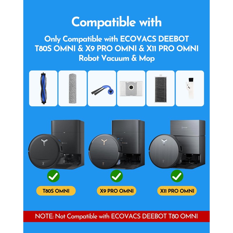 X9 Pro Omni Accessories Kit for Ecovacs Deebot T80S Omni/X9