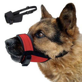 CollarDirect Dog Muzzle - Adjustable Soft Breathable Tribal Nylon Dog Mouth Guard Cover for Small, Medium and Large Dogs, Anti Chewing, Barking & Biting - 3 Tribal Patterns (Red, L/XL)