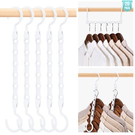 HOUSE DAY Space Saving Plastic Hangers, 10 Pack, White, Multi-Use Closet Organizers, Ideal for College Dorms and Small Apartments