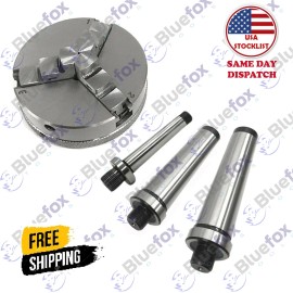 BLUEFOX 3 Jaw 2-1/2" 65mm Self Centering Mini Lathe Chuck & MT1 MT2 MT3 Arbors - 3 jaw 65mm chuck with Mt 2 arbor