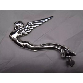 vintage flying lady winged goddess  car hood ornament  chrome plated