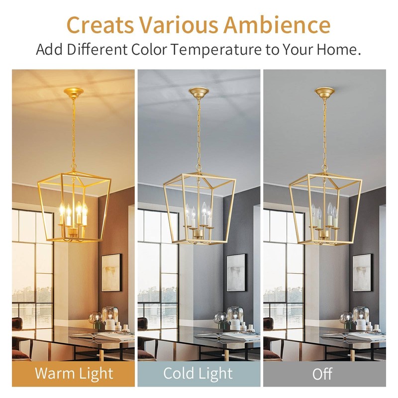 ANJIADENGSHI ​​Vintage Lantern Pendant Light 4 Light Lantern Chandelier Farmhouse