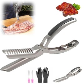 Rib Membrane Removal Tool,Stainless Steel Rib Prep Tool Membrane Remover,BBQ Rib Skinner with Arc Clamp & Non-Slip Grip for Easy Rib Prep,Dishwasher Safe & Easy Clean Kitchen Gadgets
