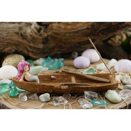 Top Collection Adorable Little Mermaid on Boat Incense & T-Light Candle Holder, 10.5"