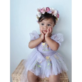 Flower Crown for Girls Children Floral Headpiece Pink Kids Headband Wedding Holo Hair Accessories Birthday Photo Prop (Dark Pink)