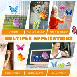 MWOOT 12 Pieces Butterfly Screen Door Magnets Decorative,Double Sided Retractable Screen Door Decals,Retractable Magnetic Screen Door Mesh Protector Decorative Protect for Pet Bird Strike(6 Styles)