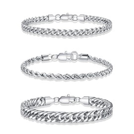 Yoosteel Silver Stackable Bracelets Stack for Men Non Tarnish