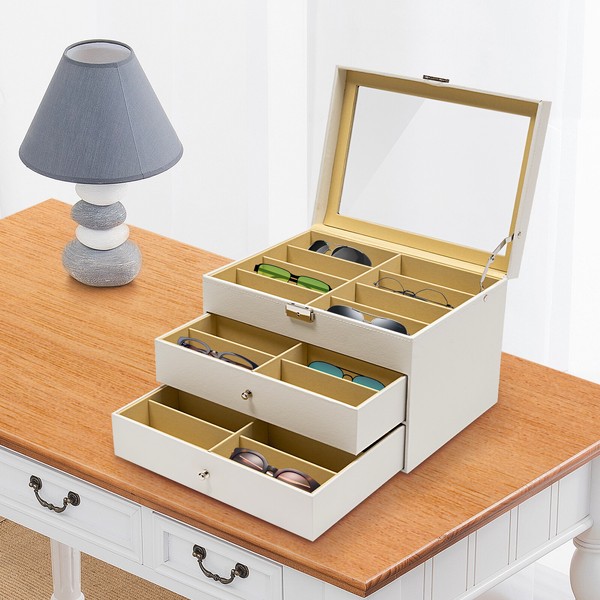 SENDERPICK 24-Slot Glasses Storage Display Case Organizer Box For Sunglasses