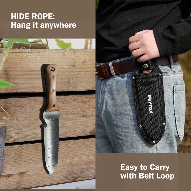 ROYTOA Hori Hori Garden Knife, Garden Tools with Sheath for