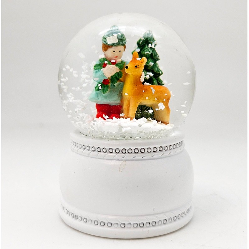 4 Cute Mini Snow Globes Christmas Winter and Deer on