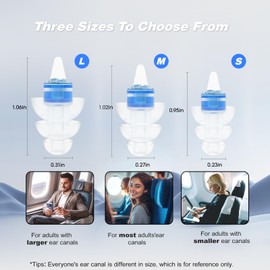 Airplane Travel Essentials Ear Plugs 2 Pairs(S+S), Reusable Earplugs for Airplane Pressure Relief, Soft Silicone Travel Ear Plugs for Adults, with Lanyard, Noise Cancelling for Flight(Blue+Blue)