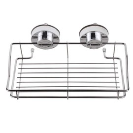 Suction Cups Compact Shower Caddy Bath Shelf,Wall Mounted Rustproof Stainless Steel Rectangle Storage Basket Shampoo Conditioner Holder for Bathroom Kitchen Tidy Organizer