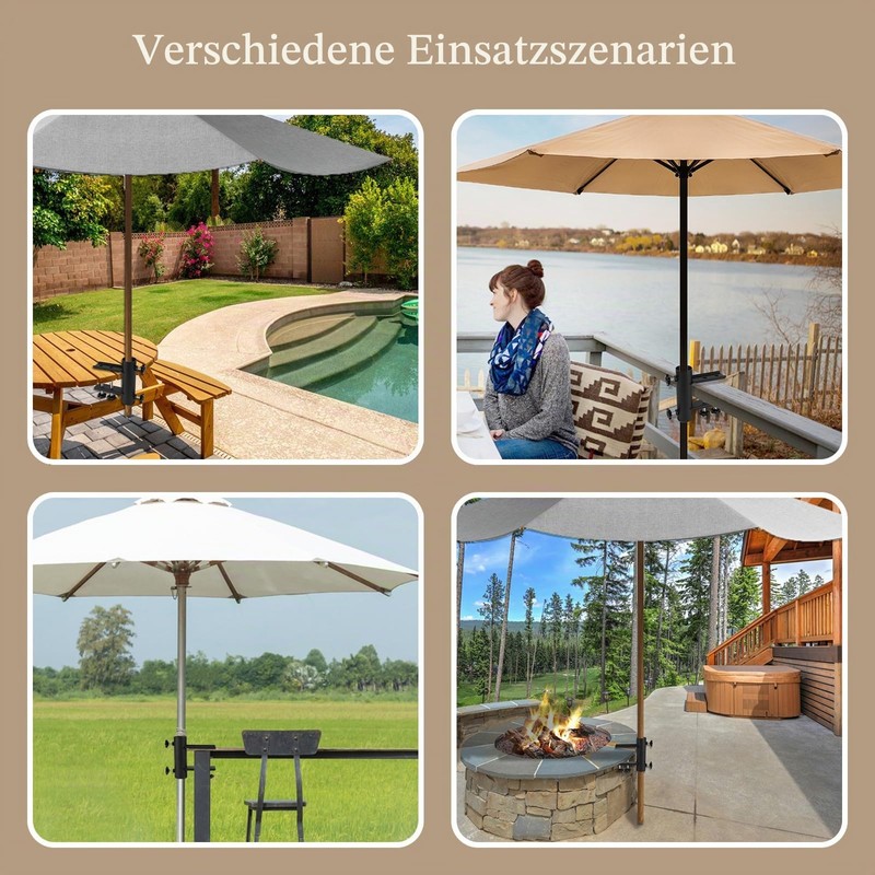 VANROUG Patio Umbrella Holder Clamp, Parasol Bracket, Outdoor Umbrella Mount