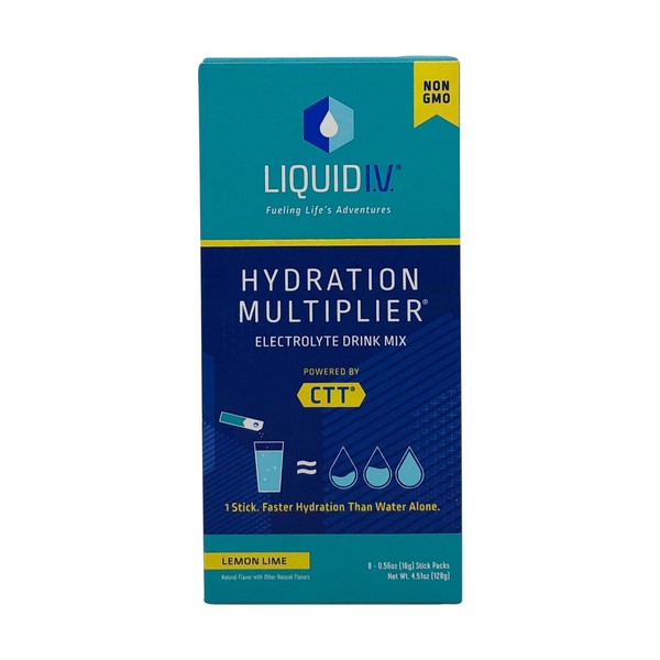 Liquid I.V. Hydration Multiplier, Electrolyte Powder, Easy Open Packets, Supplement Drink Mix (Lemon Lime, 8 Count)