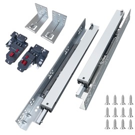 4 Pair 18 Inch Undermount Soft Close Drawer Slides Full Extension Concealed Bottom Mount Drawer Slides with 3D Adjustable Lock Device and Rear Mounting Brackets, 100 LB Capacity